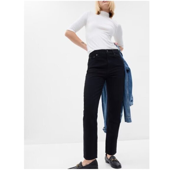 GAP 90's High Rise Cheeky Straight Black Jean Size 8 SHORT -MSRP $80 - Y2k Vibe - Picture 3 of 6